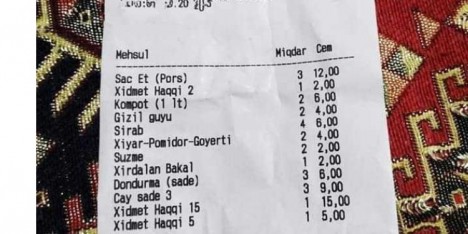 Bakıda restoranda 22 manat xidmət haqqı istəyiblər - FOTO