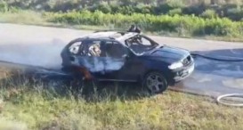 Gürcüstanda Azərbaycan avtomobili yandı – VİDEO