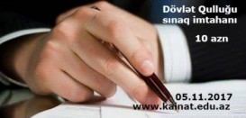 Dövlət qulluğuna test üzrə Sınaq İmtahanı - CƏMİ 10 MANAT